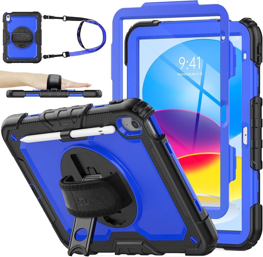 SEYMAC Stock Case For IPad (A16) 11th/10th Generation 11''/10.9'',Blue+Black